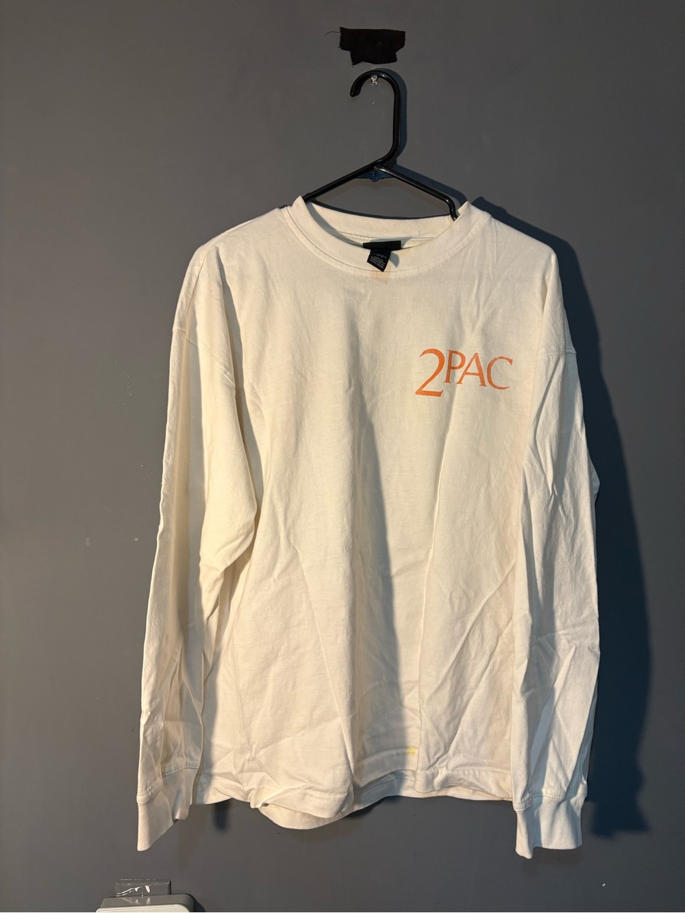 H&M Cream Long Sleeve Tee with Orange 2PAC Logo